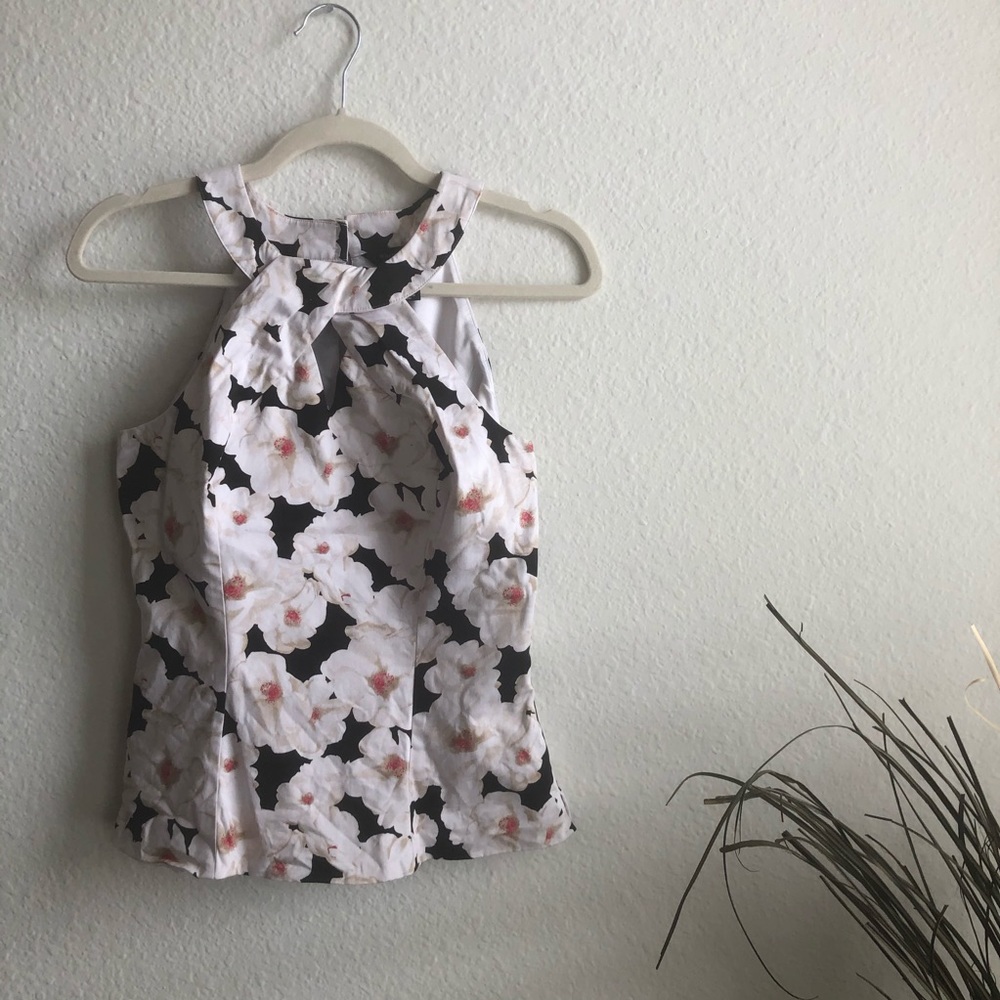 WHBM structured floral halter top